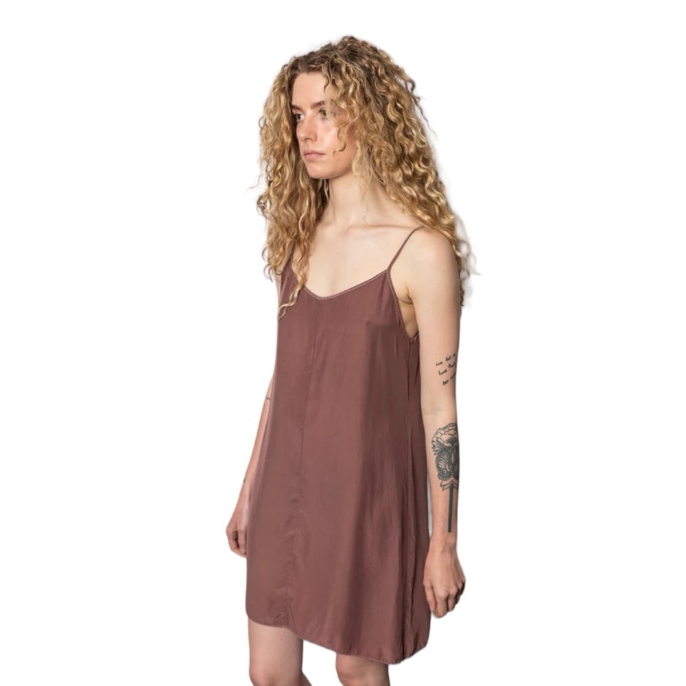 Free People Tartan Garments dyed short silk dress size XS